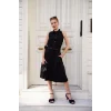 Gömlek yaka kemerli elbise siyah s255061