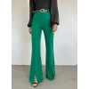 İspanyol Paça Yırtmaçlı Kemerli Pantolon -Yeşil