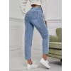 Kadın Açık Mavi Yırtık Mom Fit Kot Pantolon