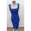 Kadın Askılı Kare Yakalı önden Düğmeli Midi Kaşkorse Elbise