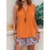 Kadın Askılı V Yakalı Sandy Bluz Ve Desenli Short Ikili Takım