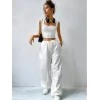 Kadın Beyaz Kare Yaka Kalınlaşan Omuz Detaylı Crop Top Bluz – Şık, Rahat ve Kolay Kombinlenebilir
