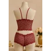 Kadın Bordo Dantel Bralet Şort Takımı – Asil ve Sofistike İç Giyim