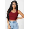 Kadın Bordo Kare Yaka Crop Top Bluz – Şık, Rahat ve Kolay Kombinlenebilir