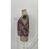 Kadın Halter Kollu Damla Detaylı Desenli Süprem Bluz