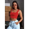 Kadın Kırmızı Kalın Askılı Crop Top Büstiyer – Modern ve Şık Tasarım