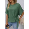 Kadın Kısa Kollu Bisiklet Yaka Yandan Bağcıklı Aerobin Bluz