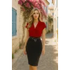 Kadın Kısa Kollu Kruvaze Yaka Krep Elbise (Kemersiz)
