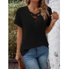 Kadın Kısa Kollu önden çapraz Detay V Yakalı Viskon Bluz
