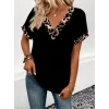 Kadın Kısa Kollu V Leopar Yakalı Viskon Bluz