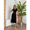 Kadın Kısa Kollu V Yaka Maxi Boy Elbise 124 Cm
