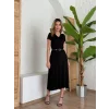 Kadın Kısa Kollu V Yaka Maxi Boy Elbise 124 Cm