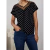 Kadın Kısa Kollu V Yaka Puantiyeli Krep Bluz