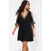 Kadın Kısa Kollu V Yakalı Kısa Sandy Elbise
