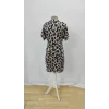 Kadın Kısa Kollu Yakalı Leopar Desenli Süprem Elbise