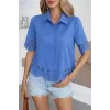 Kadın Kısa Kollu Yakalı önden Düğmeli Dubai Gömlek Bluz