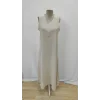 Kadın Kolsuz V Yakalı Maksi Boy Ithal Keten Elbise