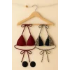 Kadın Leopar Desenli ve Bordo Minimal Kesim Üçgen Bikini Üstü – Modern ve Şık Tasarım