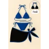 Kadın Mavi Pareolu Yandan ve Boyundan Bağlamalı 3lü Bikini Takımı – Modern, Konforlu ve Günlük Kombinlere Uygun