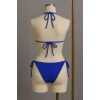 Kadın Mavi Yandan ve Boyundan Bağlamalı Bikini Mayo Takımı