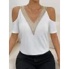 Kadın Omuzlardan Açık V Yakalı Viskon Bluz