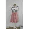 Kadın Sıfır Kollu V Yakalı çiçek Baskılı Beli Kuşaklı Dalgıç Elbise