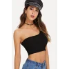 Kadın Siyah Tek Omuz Crop Büstiyer – Modern ve Şık Tasarım