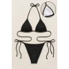 Kadın Siyah Yandan ve Boyundan Bağlamalı Bikini Mayo Takımı – Modern, Konforlu ve Günlük Kombinlere Uygun