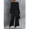 Kadın Uzun Kollu Asimetrik Detaylı Salaş Sandy Bluz Ve Pantolon Ikili Takım