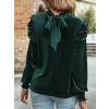 Kadın Uzun Kollu Balıkçı Yaka Damla Detaylı Kadife Bluz