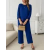 Kadın Uzun Kollu Bisiklet Yaka Pulpayetli Viskon Iki Iplik Bluz Ve Pantolon Ikili Takım
