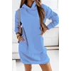 Kadın Uzun Kollu Kapşonlu Kısa Iki Iplik Elbise