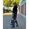 Kadın Uzun Kollu Kapüşon Ve Deri Detay Diz üstü Elbise