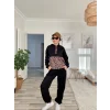 Kadın Uzun Kollu Leopar Detay Sweat Ve Yanı Leopar şerit Detay Pantolon Ikili Takım