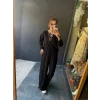 Kadın Uzun Kollu Tek Omuzdan Açık Viskon Iki Iplik Bluz Ve Pantolon Ikili Takım