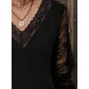 Kadın Uzun Kollu V Dantel Yakalı Viskon Bluz