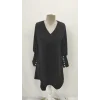 Kadın Uzun Kollu V Yakalı Kısa Ithal Krep Elbise