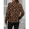 Kadın Uzun Kollu V Yakalı Leopar Desenli Modal Bluz