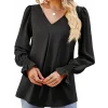 Kadın Uzun Kollu V Yakalı Salaş Ithal Krep Bluz