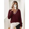 Kadın Uzun Kollu V Yakalı Viskon Iki Iplik Bluz