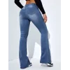 Kadın Yüksek Bel Cepli İspanyol Paçalı Kot Jeans Pantolon