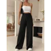 Kadın Yüksek Bel önden Bağlamalı Geniş Kesim Keten Pantolon