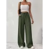 Kadın Yüksek Bel önden Bağlamalı Geniş Kesim Keten Pantolon