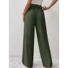Kadın Yüksek Bel önden Bağlamalı Geniş Kesim Keten Pantolon