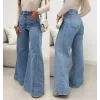 Kadın Yüksek Bel Paçaya Doğru Geniş Kesimli Kot Pantolon