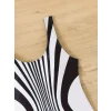 Kadın Yuvarlak Yaka Askılı Zebra Desen Baskılı Dalgıç Mayo