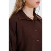Kahverengi Oversize Keten Alt Üst Takım 6622