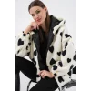 Kapüşonlu Peluş Ceket 5236 - Ekru