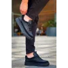 KB-006 Kuback Siyah Cilt Siyah Yüksek Taban Bağcıklı Günlük Erkek Ayakkabı