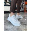KB-703 Kuback Beyaz Cilt Lastikli Günlük Erkek Ayakkabı